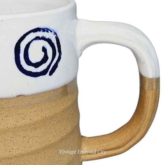Vtg Japan Hand Turned Stoneware Vortex Coffee Mug 12oz Tea Cup Textured Infinity - Picture 7 of 14